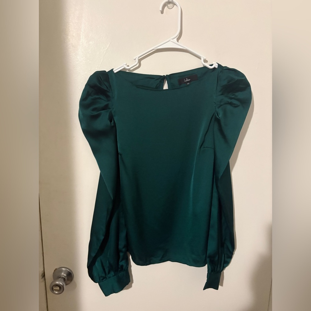 Lulu's Teal Puff Sleeve Blouse